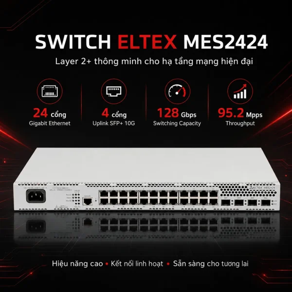 Switch Eltex MES2424 24 cổng RJ-45 + 4 cổng (SFP/SFP+)