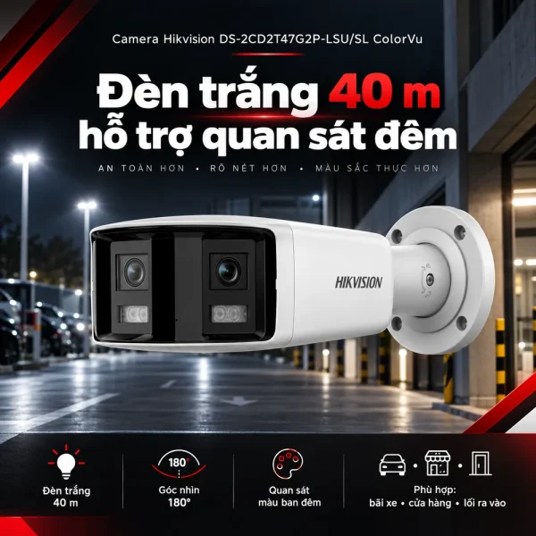 Camera Hikvision 4MP DS-2CD2T47G2P-LSU/SL ColorVu