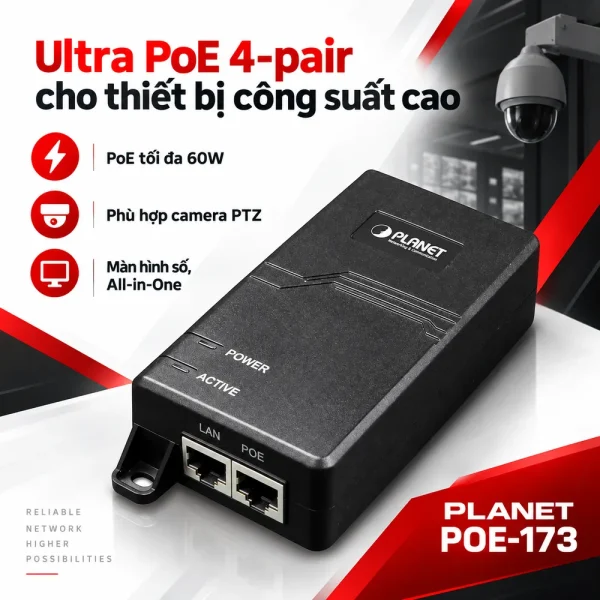 Bộ cấp nguồn qua dây mạng Planet POE-173
