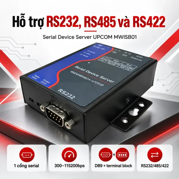 Bộ chuyển đổi 1 cổng RS232/RS485/RS422 sang Ethernet UPCOM MWISB01