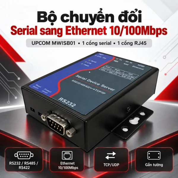 Bộ chuyển đổi 1 cổng RS232/RS485/RS422 sang Ethernet UPCOM MWISB01