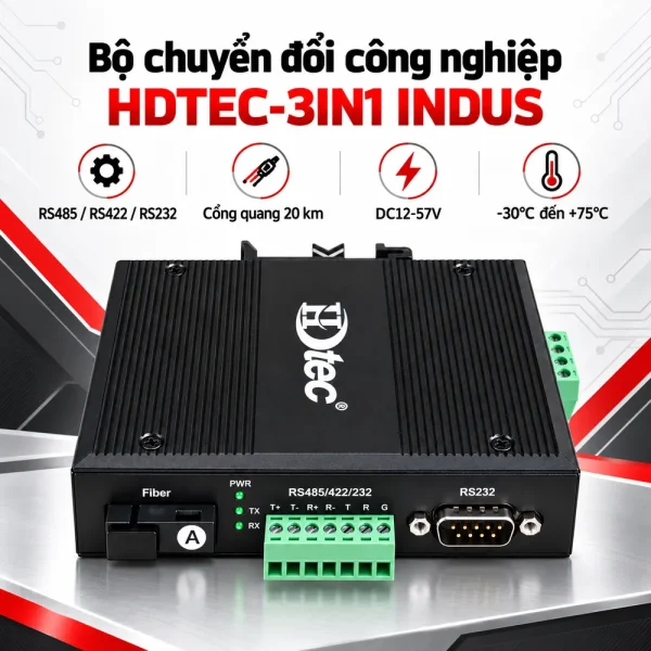 Bộ chuyển đổi công nghiệp HDTEC RS485-RS422-RS232 HDTEC-3IN1 INDUS