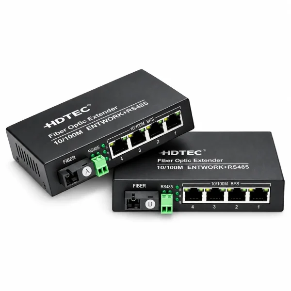 Bộ chuyển đổi công nghiệp HDTEC RS485 sang 4P RJ45 100Mbps HDTEC-485E4