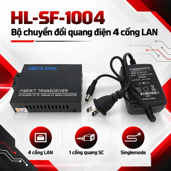 Bộ chuyển đổi quang điện 4 cổng LAN – HO-Link HL-SF-1004