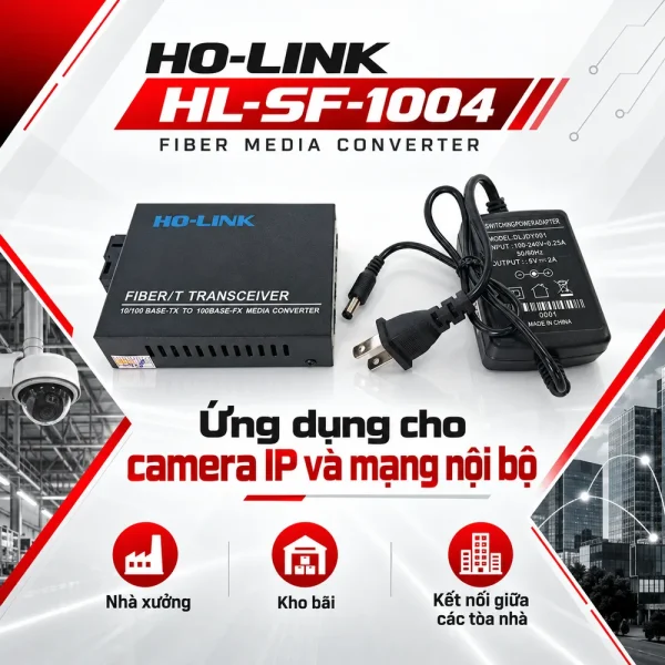 Bộ chuyển đổi quang điện 4 cổng LAN – HO-Link HL-SF-1004