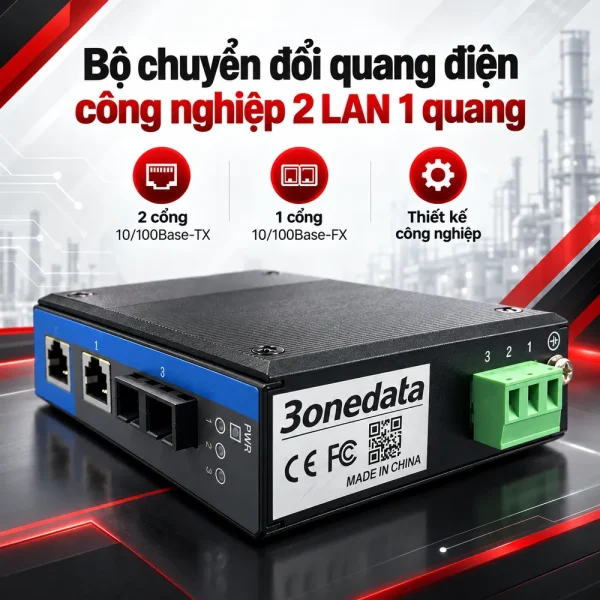 Bộ chuyển đổi quang điện công nghiệp 3Onedata IMC102-S