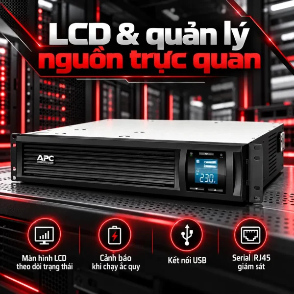 Bộ lưu điện UPS APC SMC1000I-2U 1KVA 2U LCD 230V