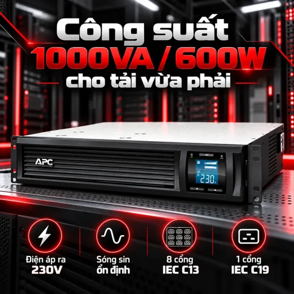 Bộ lưu điện UPS APC SMC1000I-2U 1KVA 2U LCD 230V