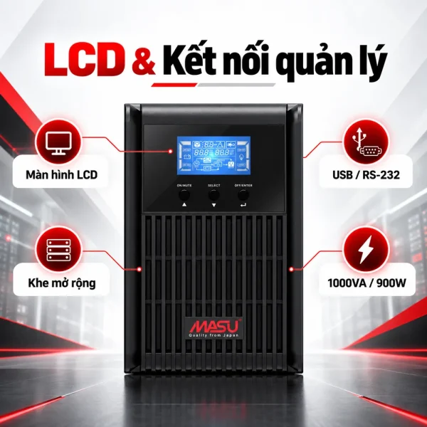 Bộ lưu điện UPS Masu MS-1KS LCD