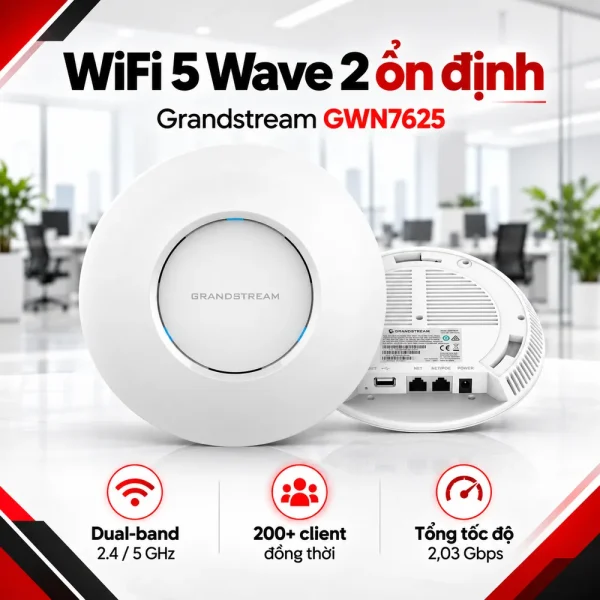 Bộ phát Wi-Fi Grandstream GWN7625 MU-MIMO 4×4