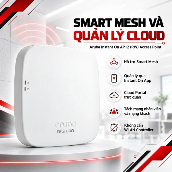 Bộ phát Wifi Aruba Instant On AP12 (RW) Access Point – R2X01A