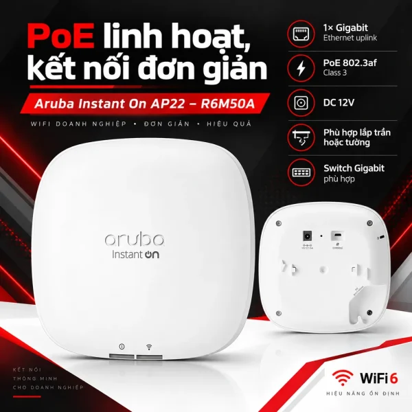 Bộ phát wifi Aruba Instant On AP22 – R6M50A