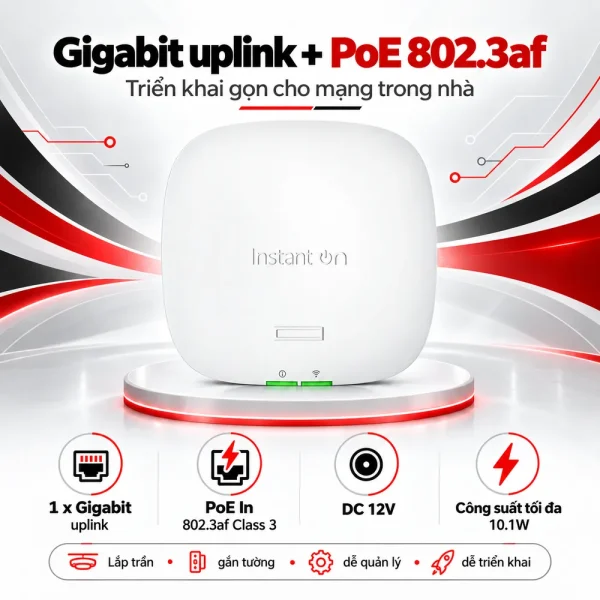 Bộ phát WiFi Aruba R4W02A Instant On AP22 (RW) Access Point