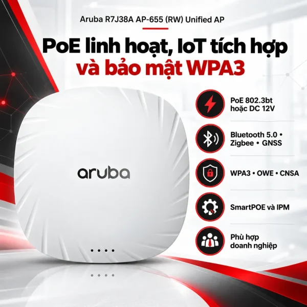 Bộ phát WiFi Aruba R7J38A AP-655 (RW) Unified AP