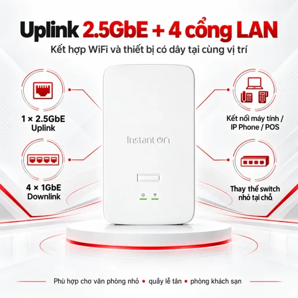 Bộ phát WiFi Aruba S0J32A Instant On AP22D WiFi 6