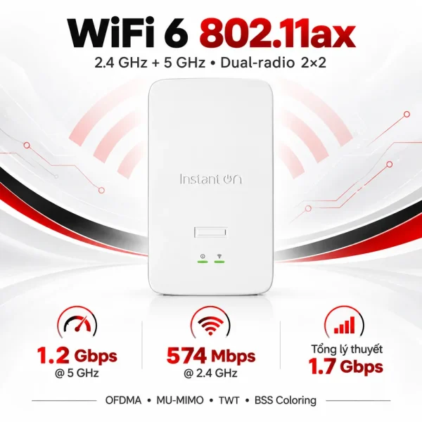 Bộ phát WiFi Aruba S0J32A Instant On AP22D WiFi 6