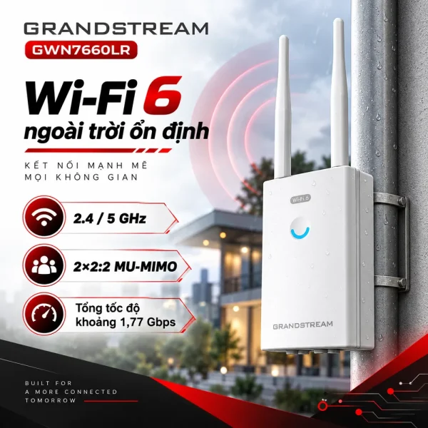 Bộ phát WiFi Grandstream GWN7660LR ngoài trời Wi-Fi 6