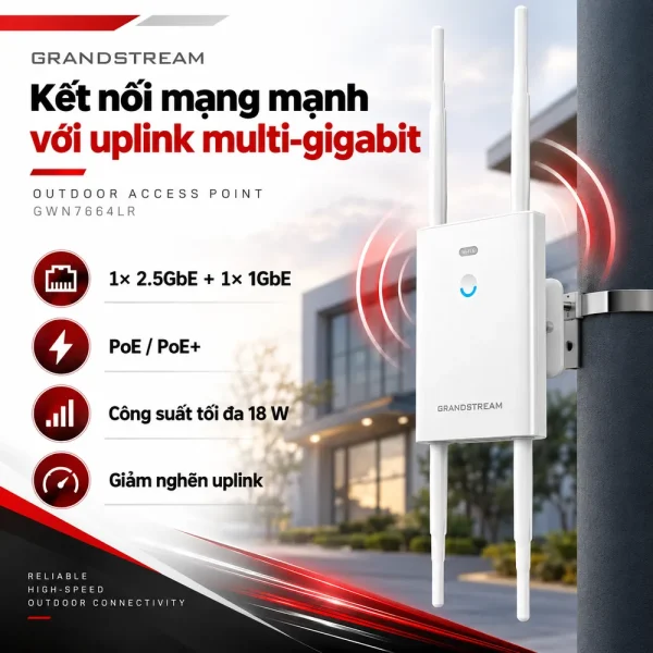 Bộ phát WiFi Grandstream GWN7664LR ngoài trời Wi-Fi 6