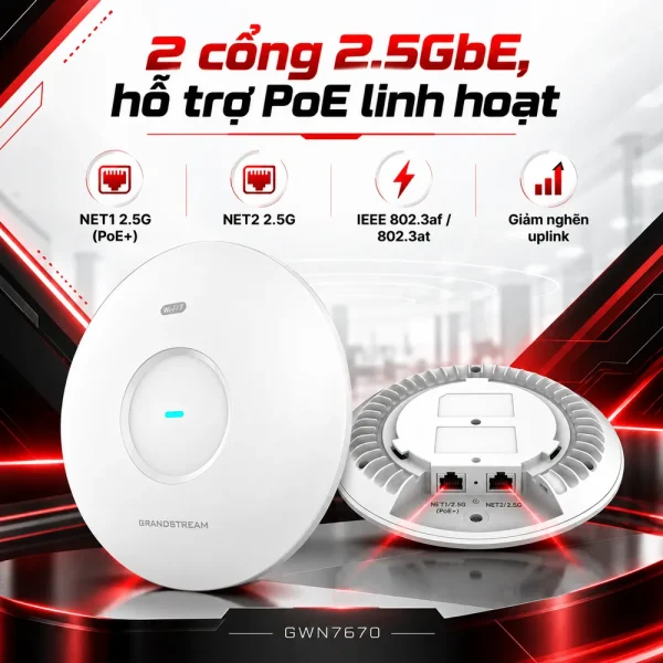 bộ phát WiFi Grandstream GWN7670 chuẩn Wi-Fi 7