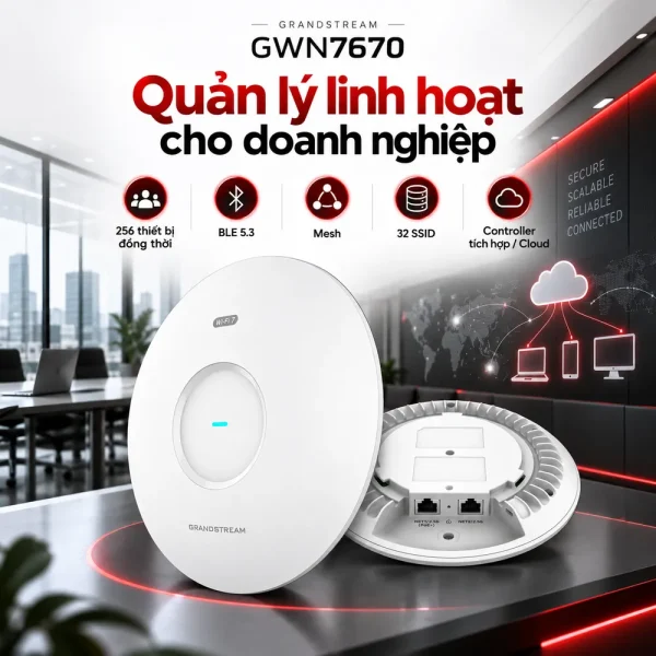 bộ phát WiFi Grandstream GWN7670 chuẩn Wi-Fi 7