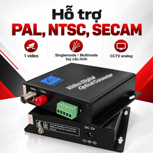 Bộ thu phát 1 kênh Video + data sang quang 3Onedata SWV60101
