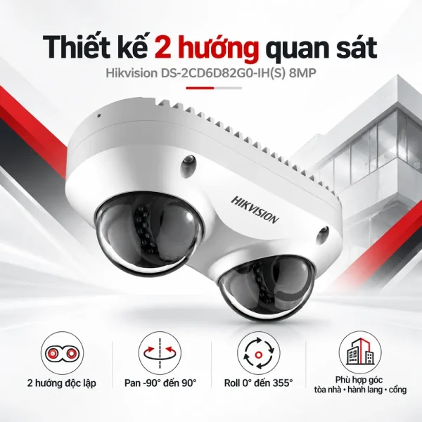 Camera 2 hướng Panovu Hikvision DS-2CD6D82G0-IH(S) 8 MP