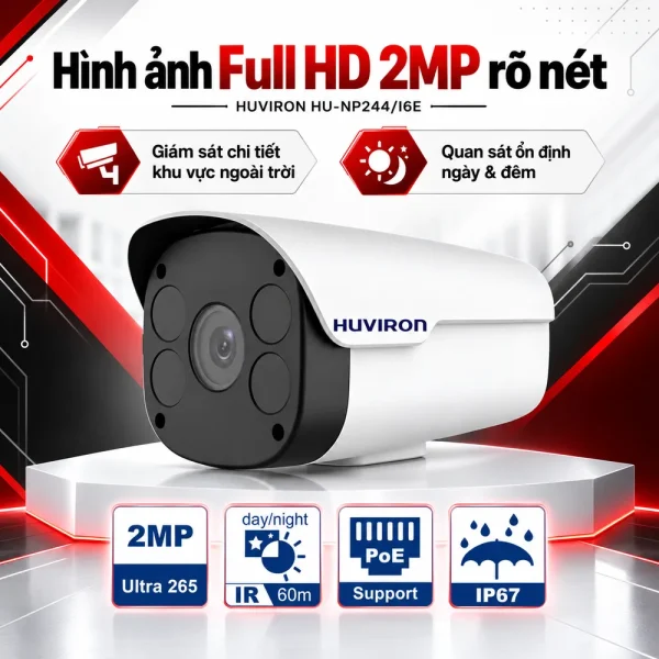 Camera BULLET hồng ngoại HUVIRON HU-NP244/I6E 2MP