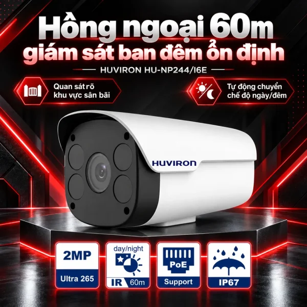 Camera BULLET hồng ngoại HUVIRON HU-NP244/I6E 2MP