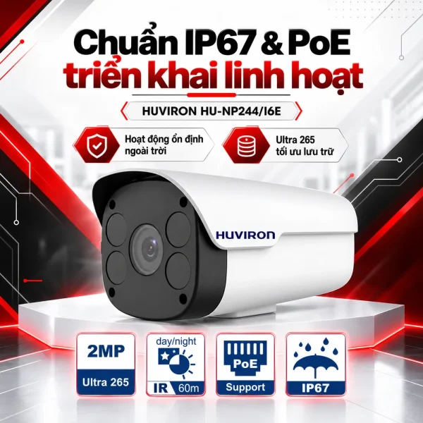 Camera BULLET hồng ngoại HUVIRON HU-NP244/I6E 2MP