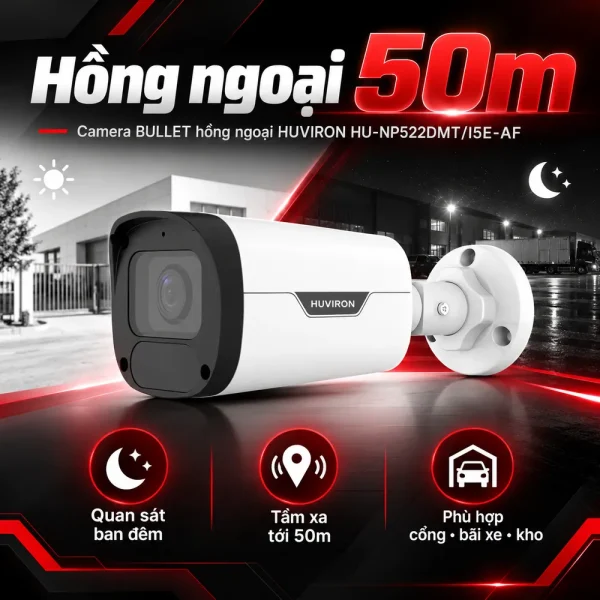 Camera BULLET hồng ngoại HUVIRON HU-NP522DMT/I5E-AF 5MP