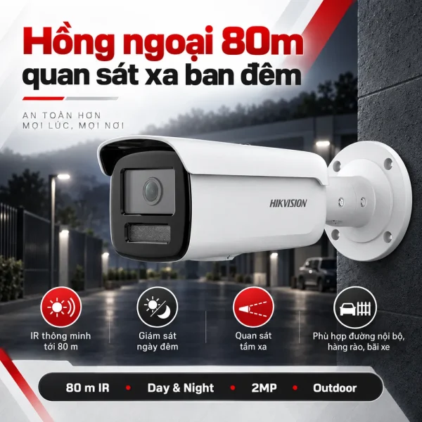 Camera Hikvision 2MP DS-2CD2T23G2-2I/4I (thân trụ)