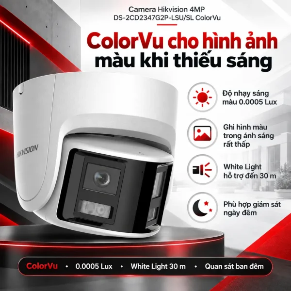 Camera Hikvision 4MP DS-2CD2347G2P-LSU/SL ColorVu