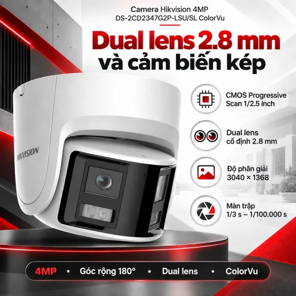 Camera Hikvision 4MP DS-2CD2347G2P-LSU/SL ColorVu