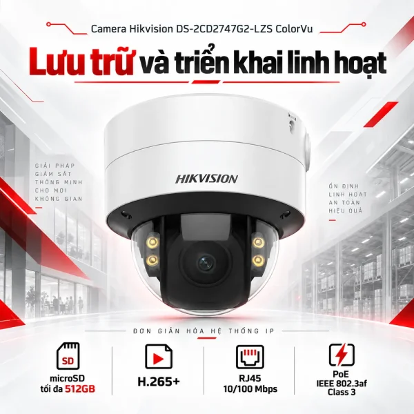 Camera Hikvision 4MP DS-2CD2747G2-LZS ColorVu