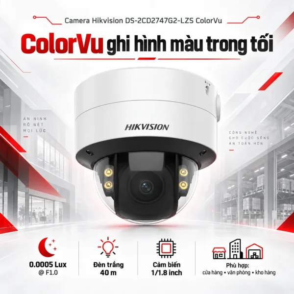 Camera Hikvision 4MP DS-2CD2747G2-LZS ColorVu
