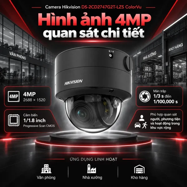 Camera Hikvision 4MP DS-2CD2747G2T-LZS ColorVu