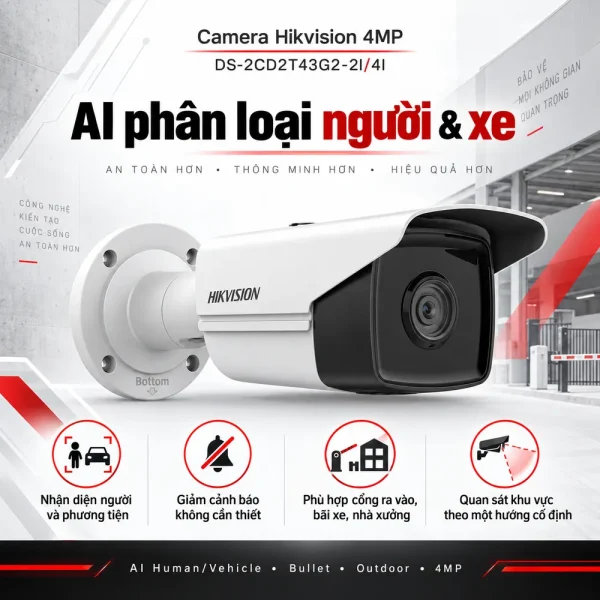 Camera Hikvision 4MP DS-2CD2T43G2-2I/4I (thân trụ)