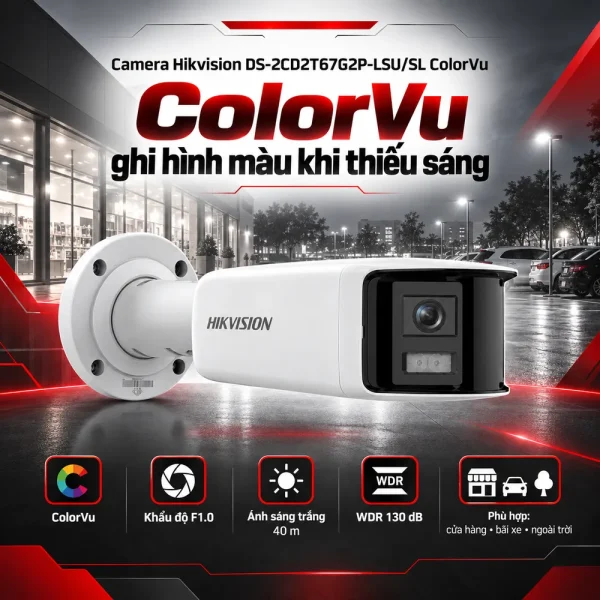 Camera Hikvision 6MP DS-2CD2T67G2P-LSU/SL ColorVu