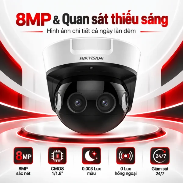 Camera Hikvision 8MP 180 độ Panovu DS-2CD6924G0-IHS(/NFC)