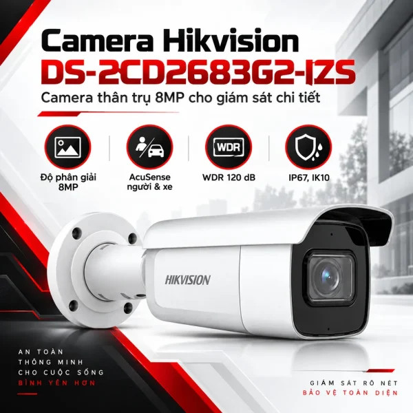 Camera Hikvision 8MP DS-2CD2683G2-IZS (hồng ngoại thân trụ)