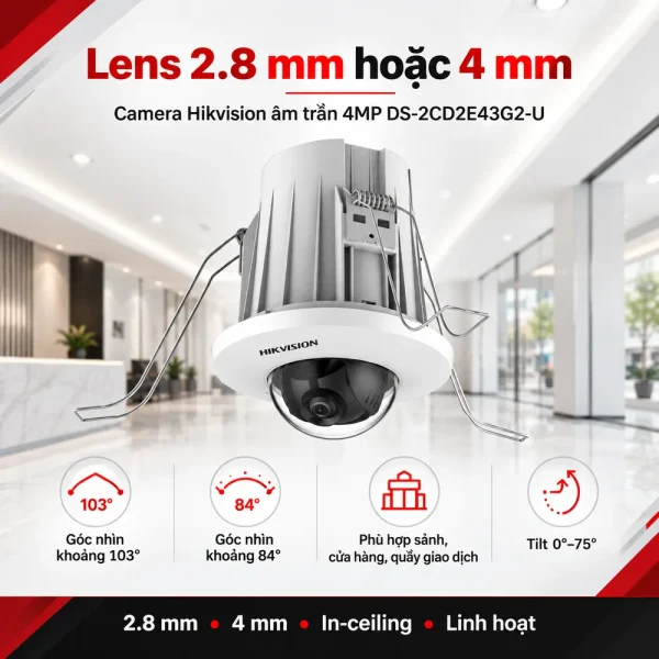 Camera Hikvision âm trần 4MP DS-2CD2E43G2-U