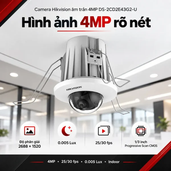Camera Hikvision âm trần 4MP DS-2CD2E43G2-U
