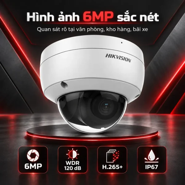 Camera Hikvision bán cầu AcuSense Vandal 6 MP DS-2CD2163G2-IU