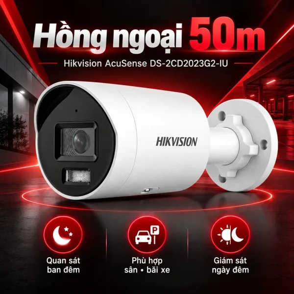 Camera Hikvision mạng cố định AcuSense 2 MP DS-2CD2023G2-IU