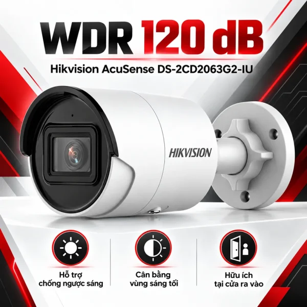 Camera Hikvision mạng cố định AcuSense 6 MP DS-2CD2063G2-IU