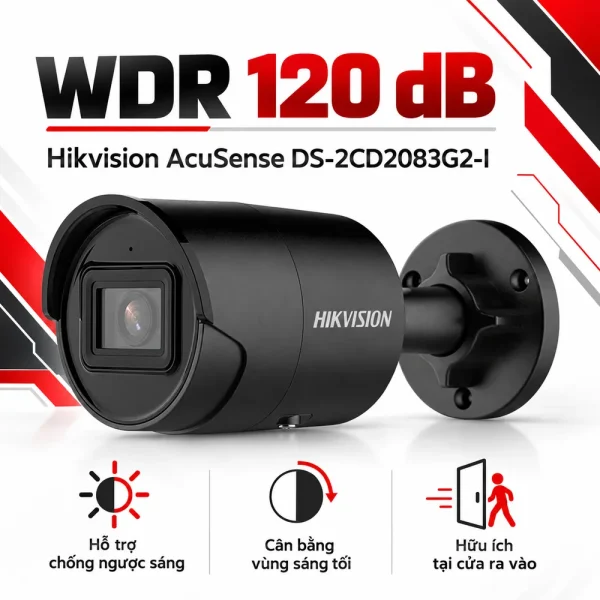 Camera Hikvision mạng cố định AcuSense 8 MP DS-2CD2083G2-I