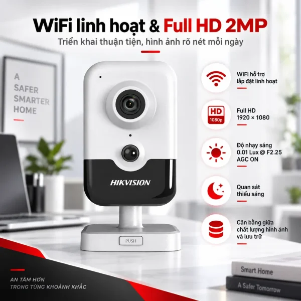 Camera IP Cube 2MP Hikvision DS-2CD2421G0-I(D)(W)