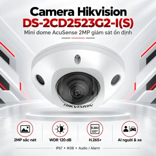 Camera mạng mini Hikvision AcuSense 2 MP DS-2CD2523G2-I(S)