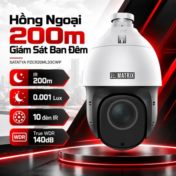 Camera PTZ Dome IR Matrix 2MP SATATYA PZCR20ML33CWP