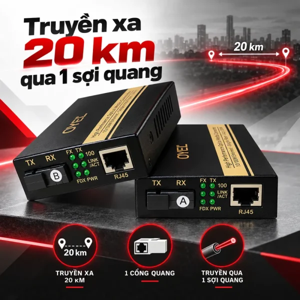 Media Converter quang 1 vào 1 ra 10/100Mbps OYEL EL-1001A/B